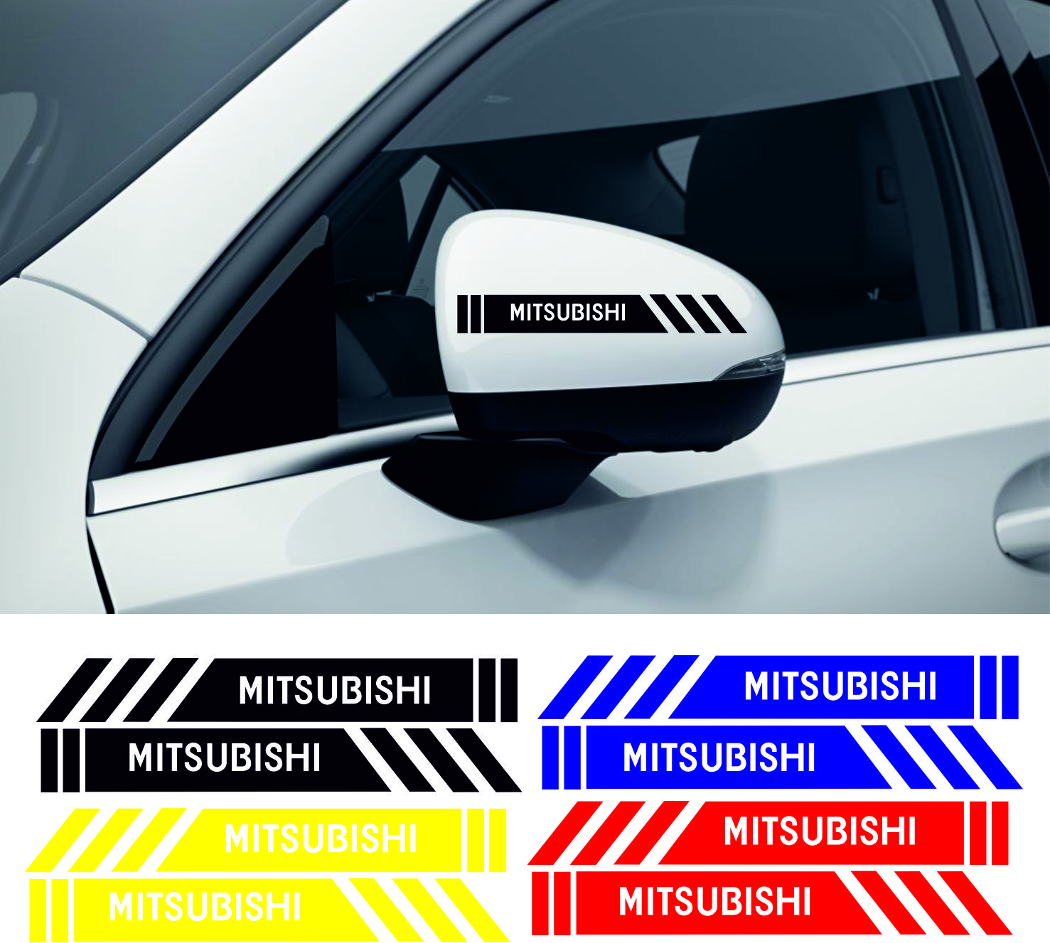 mitsubishi sticker 1 - Mitshubishi yan ayna şerit sticker