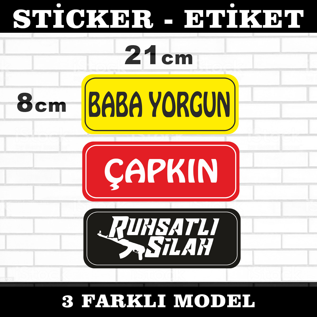 baba yorgun çapkın ruhsatlı silah p15 - baba yorgun çapkın ruhsatlı silah - 3lü sticker seti